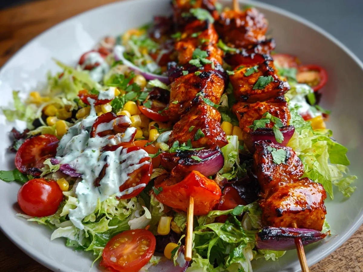 BBQ Chicken Skewer Salad with Creamy Ranch Dressing - Image 1