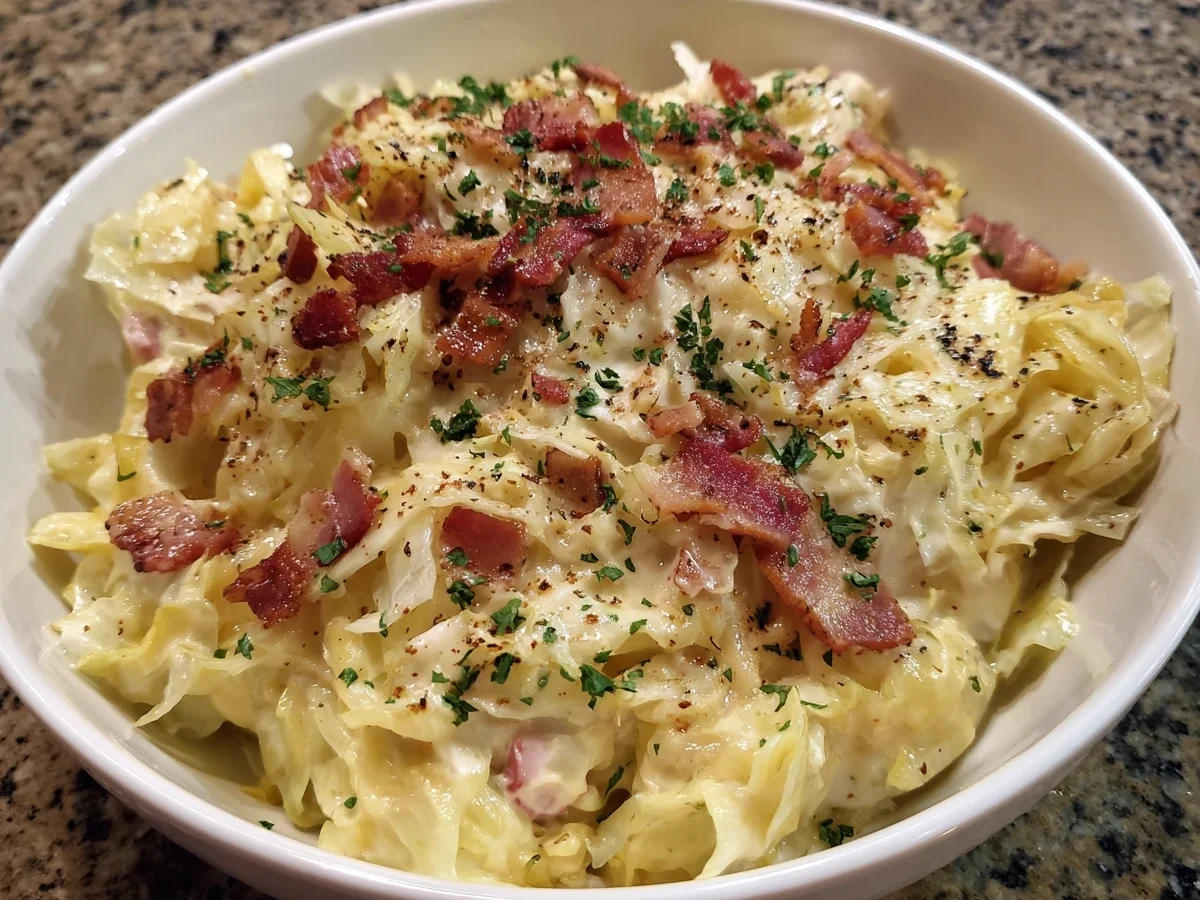 Creamy Low Carb Alfredo Cabbage Pasta - Image 2