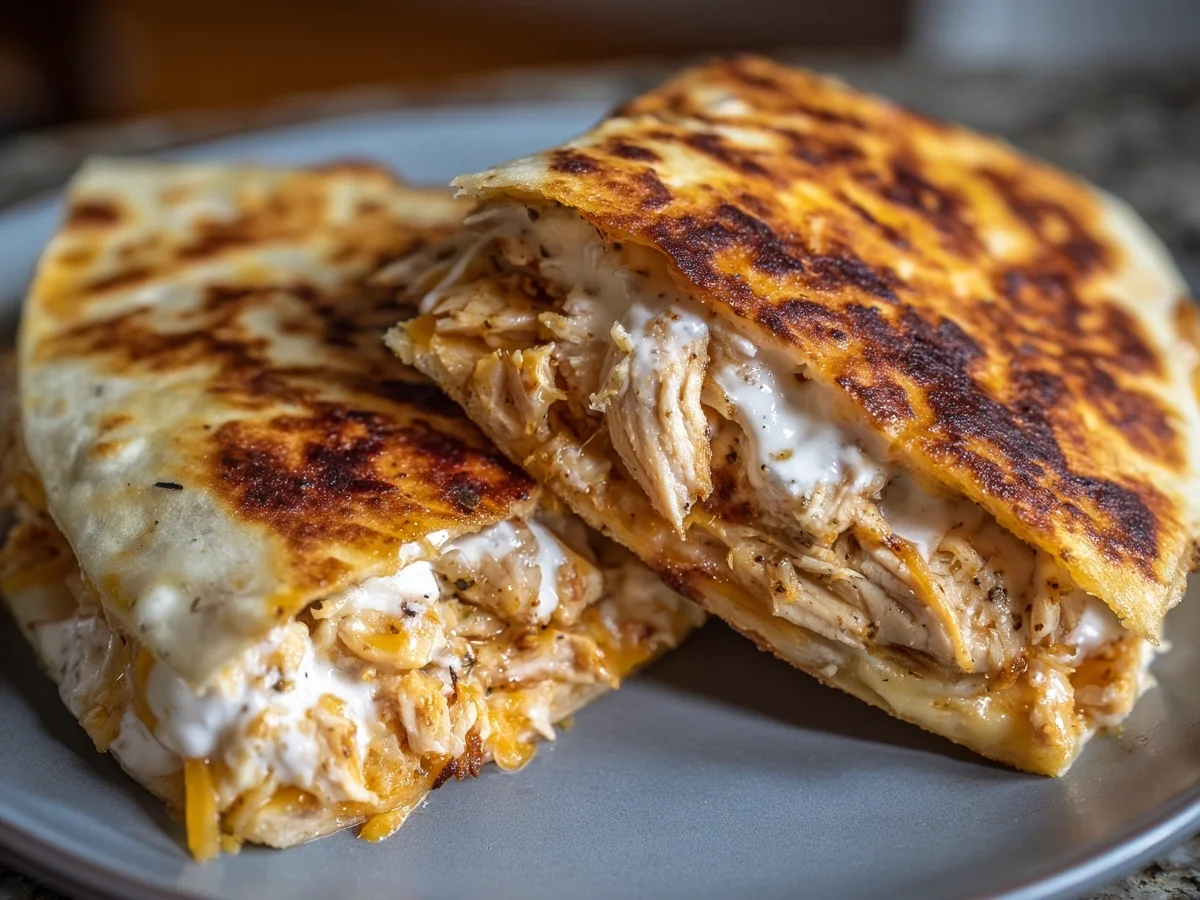 High-Protein Chicken Ranch Quesadilla: Crispy & Low-Carb - Image 1
