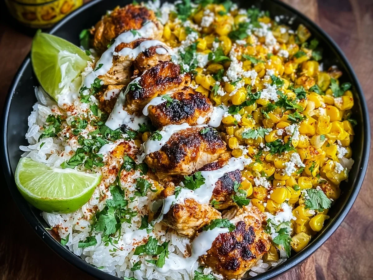 High Protein Street Corn Chicken Rice Bowl for Meal Prep - Image 1