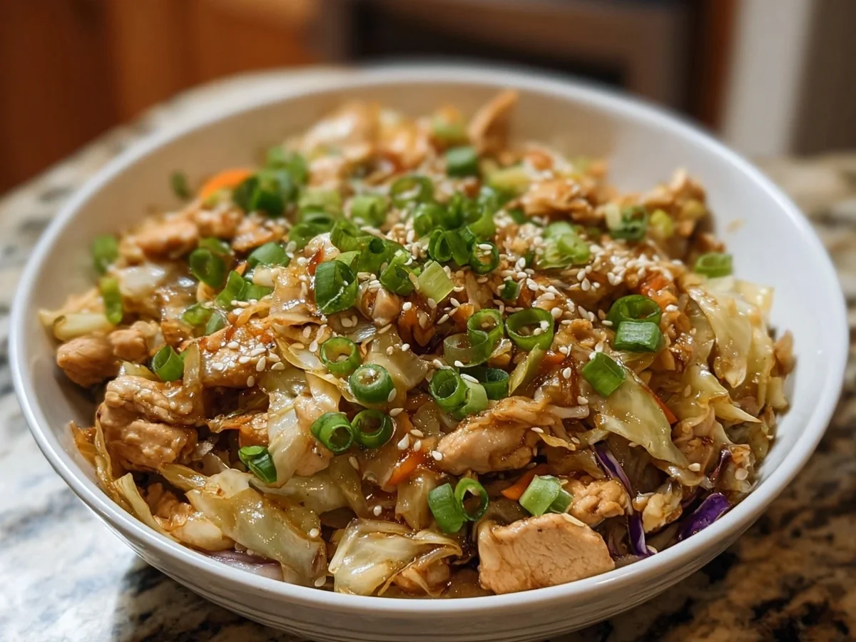 Quick Chicken Egg Roll Bowls with Cabbage - Image 1