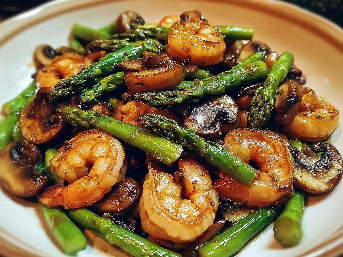 Shrimp Asparagus Mushroom Stir-Fry Recipe - Image 1