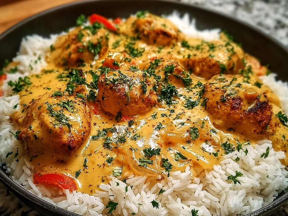Smothered Chicken & Rice: High-Protein Meal - Image 1