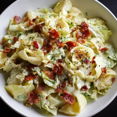 Creamy Low Carb Alfredo Cabbage Pasta