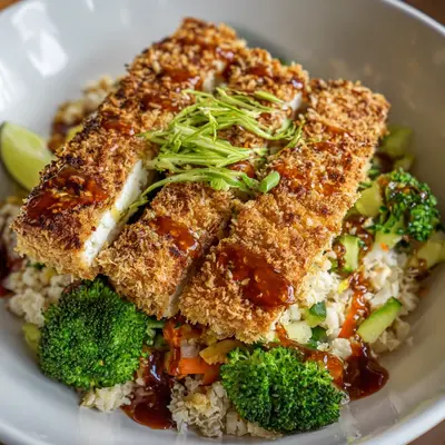 Crispy Coconut Crusted Tofu Bowl with Peanut Sauce