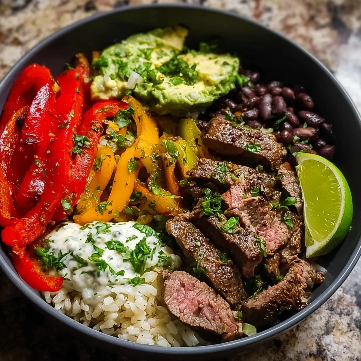 High Protein Steak Fajita Bowl for Easy Meal Prep
