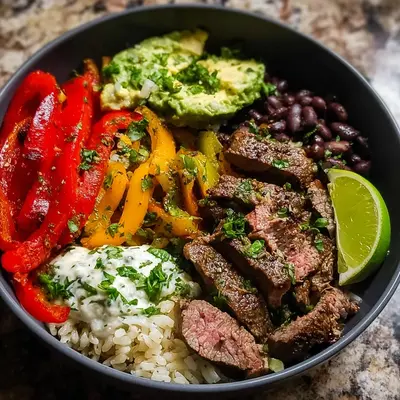 High Protein Steak Fajita Bowl for Easy Meal Prep