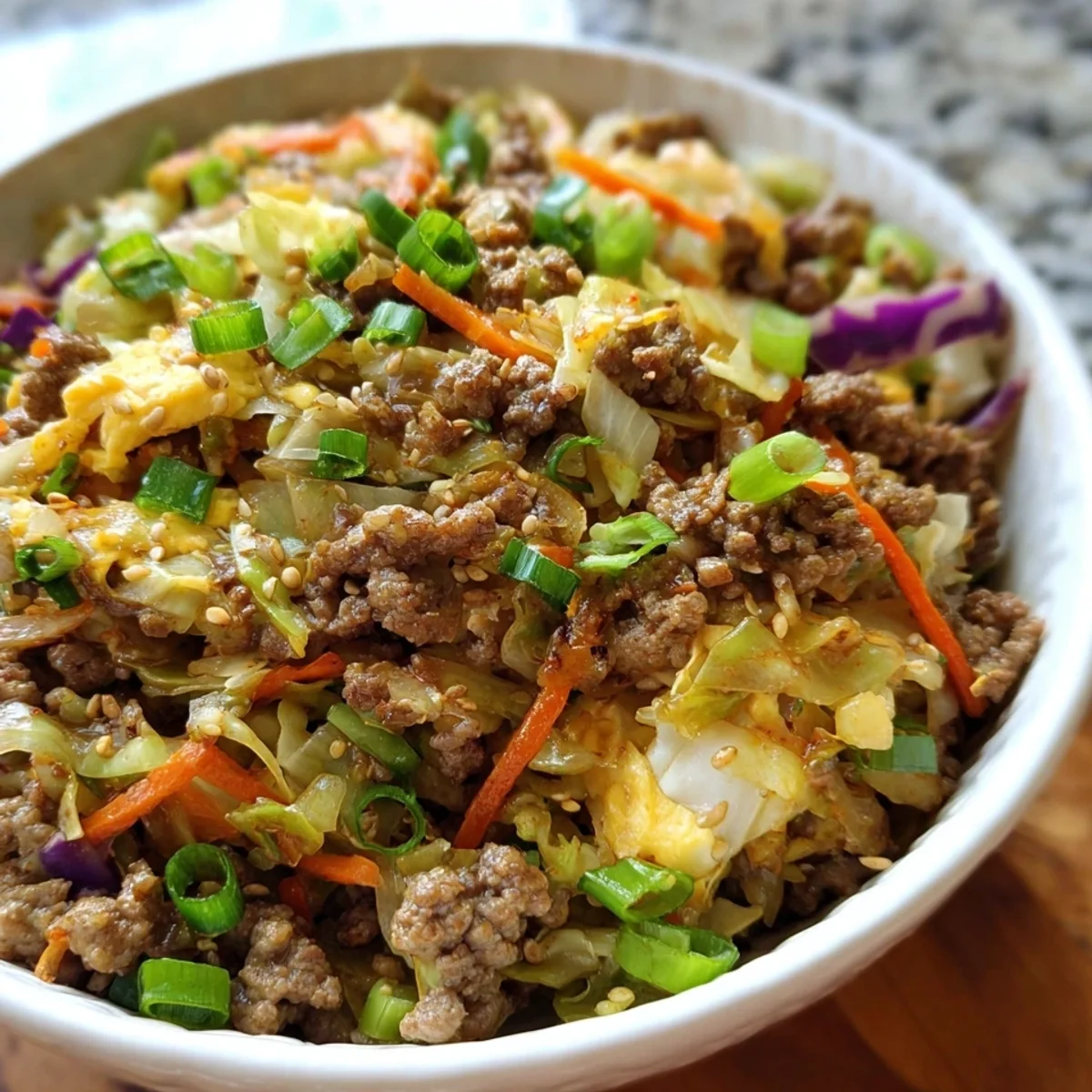 Low Carb Egg Roll in a Bowl - Quick 15-Min Keto Meal