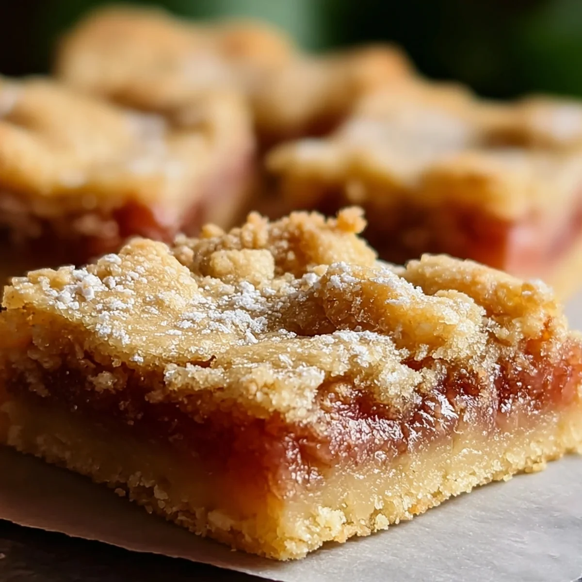 Rhubarb Shortbread Bars with Buttery Texture