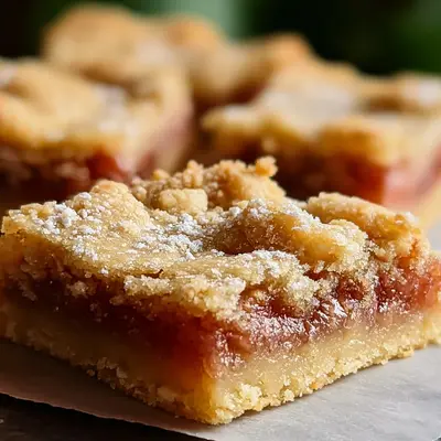 Rhubarb Shortbread Bars with Buttery Texture