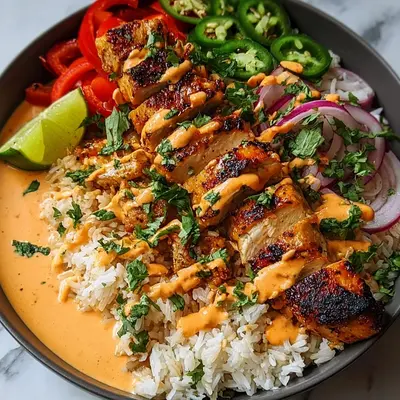 Sweet Chili Chicken Bowl with Coconut Lime Drizzle