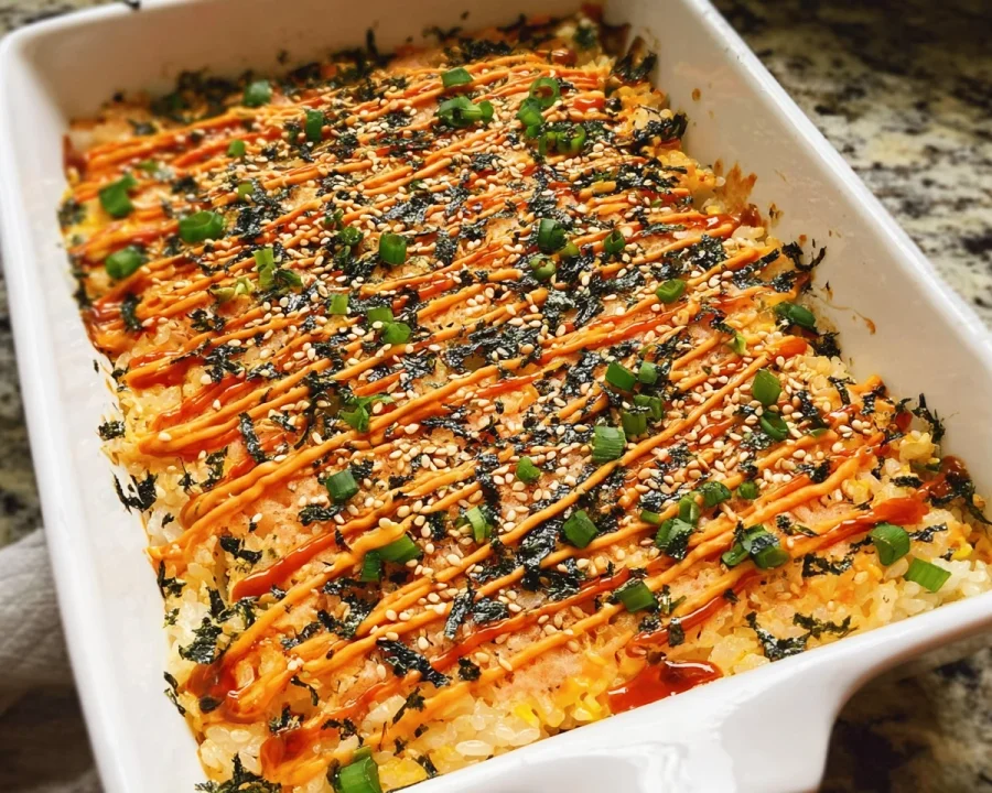 Creamy Salmon Sushi Bake: Family Friendly Delight