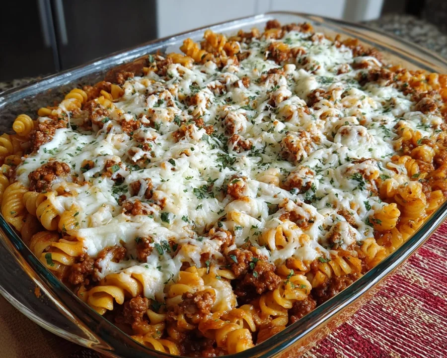 Protein Cottage Cheese Pasta Bake with Ground Beef