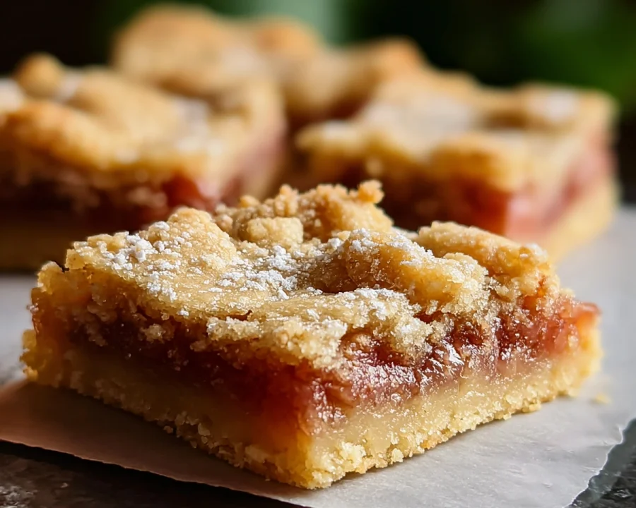 Rhubarb Shortbread Bars with Buttery Texture