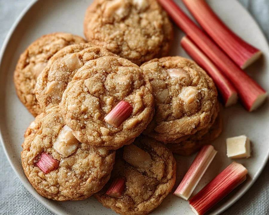 Soft Brown Sugar Rhubarb Cookies