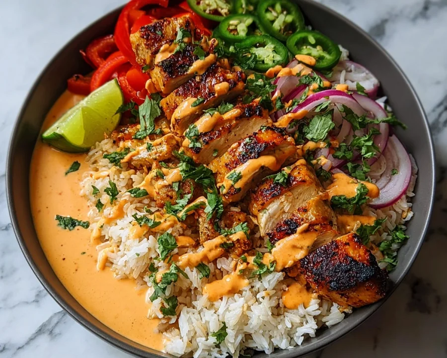 Sweet Chili Chicken Bowl with Coconut Lime Drizzle